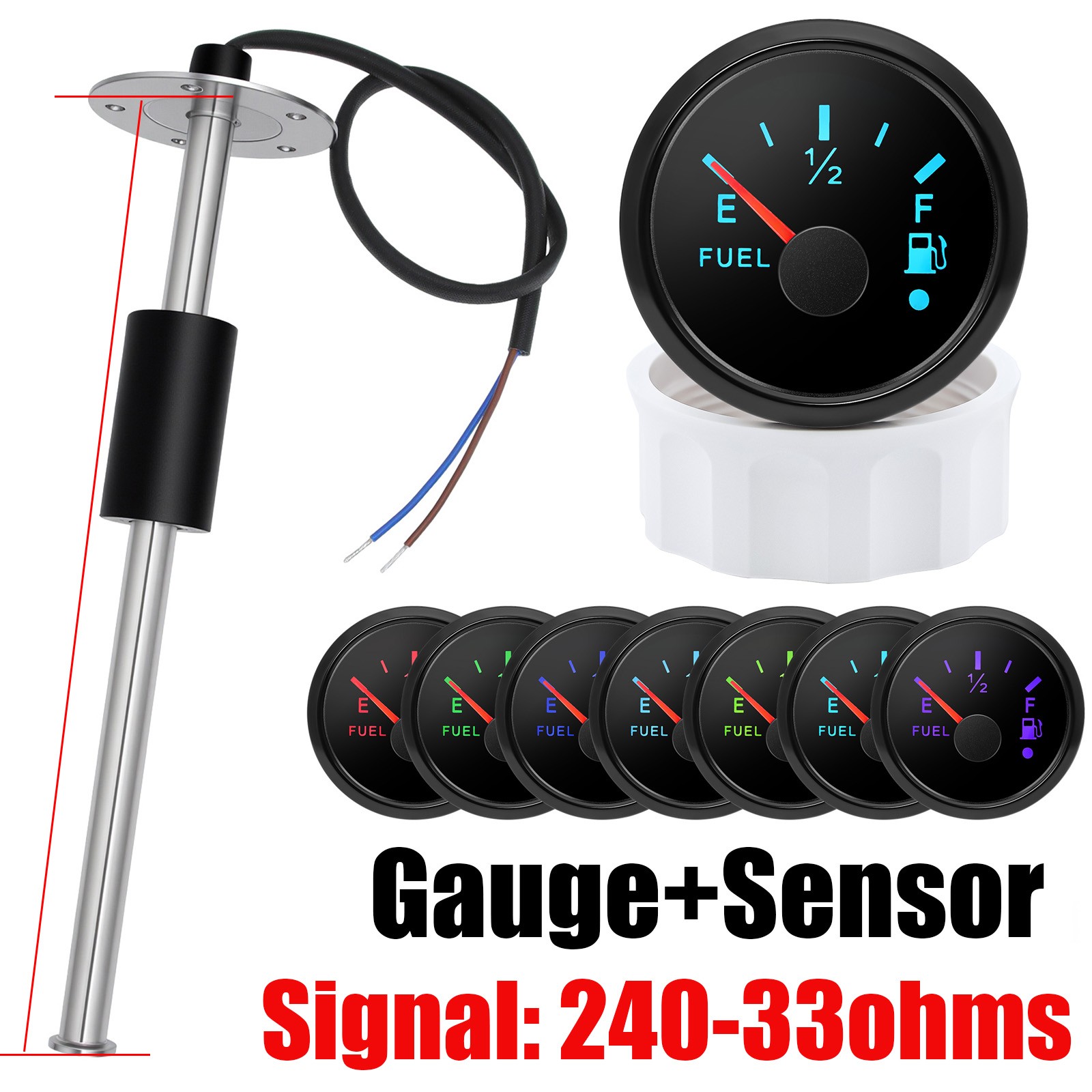 100-600mm Fuel Level Sender Sensor For Boat Car Truck With 52mm Fuel Level Gauge