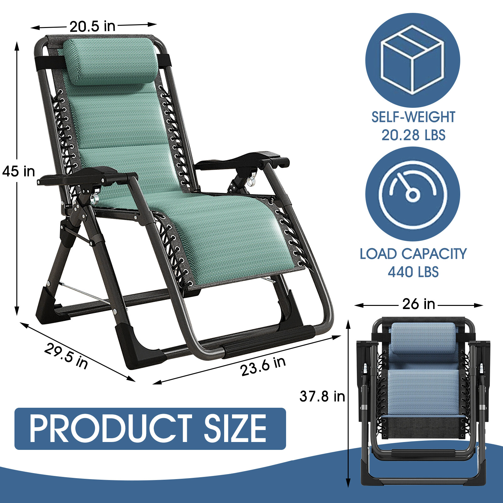 Ice Touch Zero Gravity Chair Ice Silk Folding Adjustable Lounge Outdoor Chairs