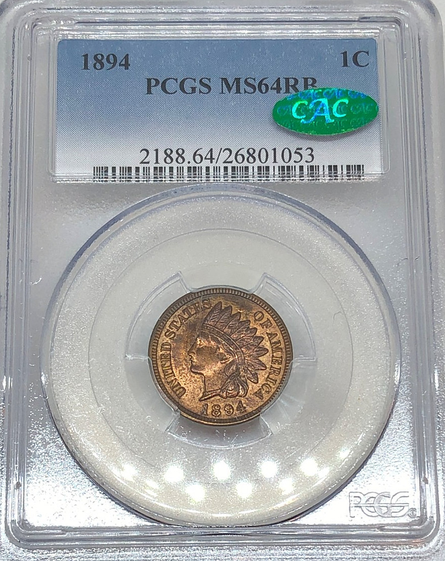 1894 INDIAN HEAD CENT PCGS MS64RB - CAC