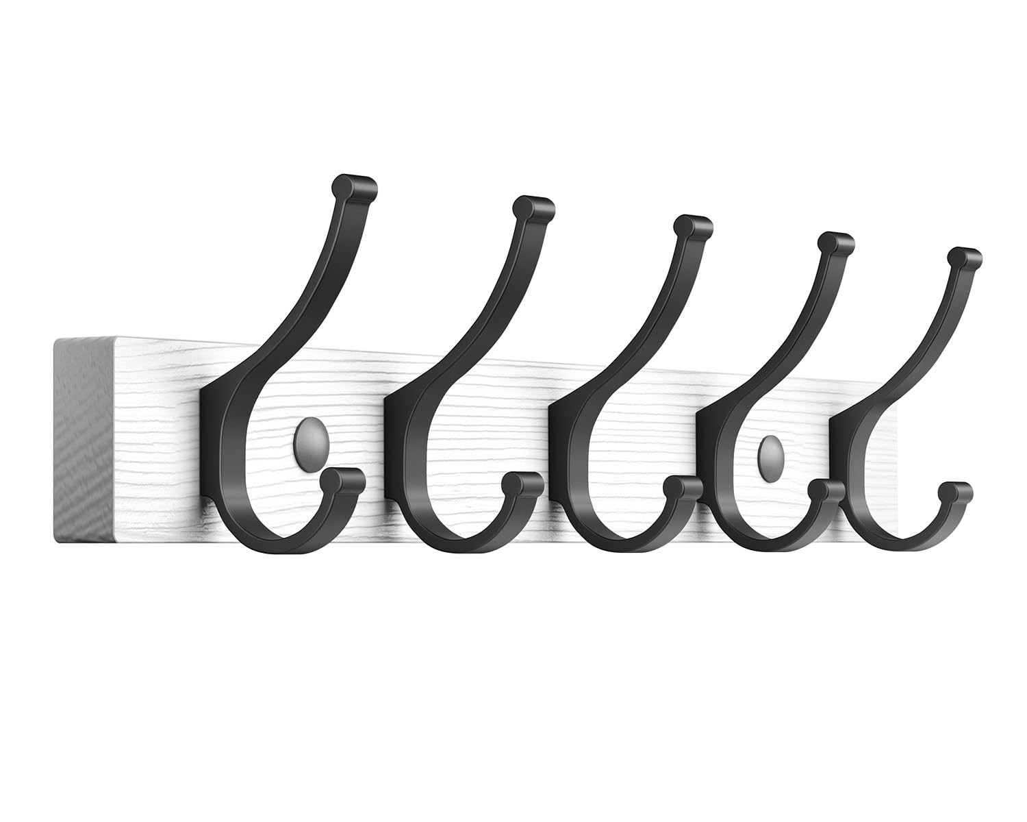 Optish Coat Rack Wall Mount, 16.5 Inches Wood Hooks White