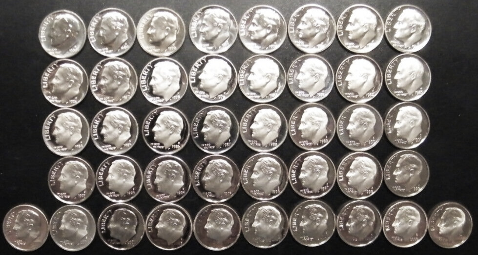 1968 - 2009 S Proof Clad Roosevelt Dime 42 Coins
