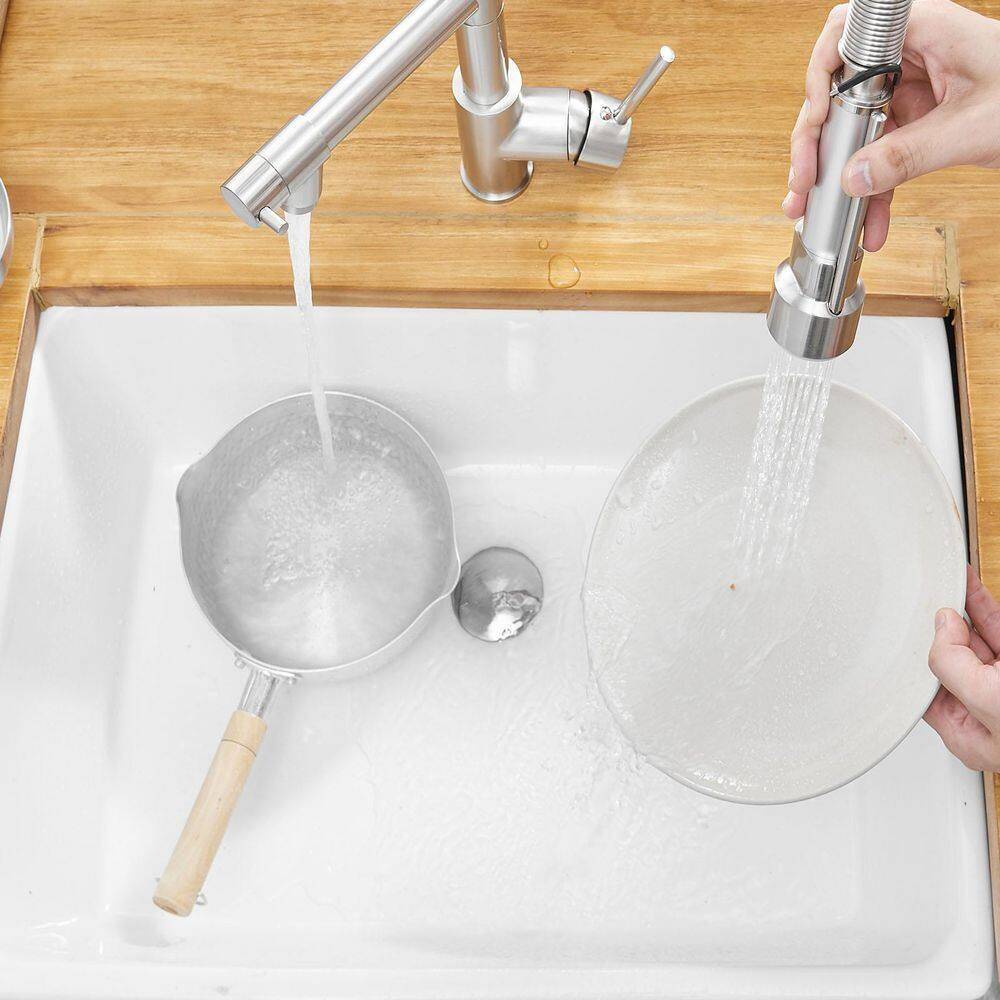 Brushed Nickel Touch 16.53 In. H Pull down Sprayer Kitchen Faucet with 360 ° Spo