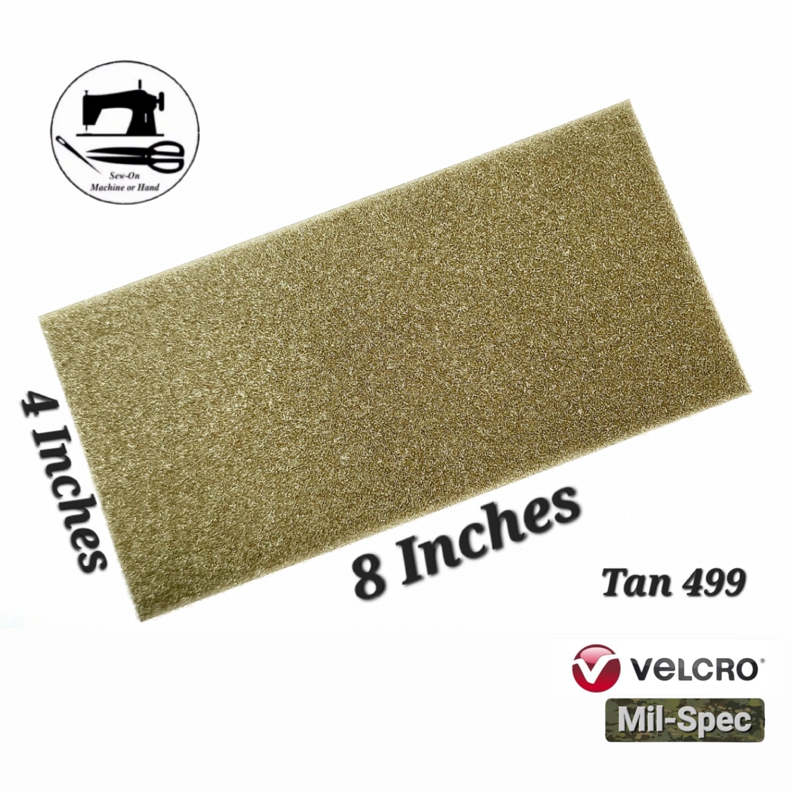 Morale/Military Patch Sew-On Loop Panel 4” Wide x 8” (Inch) VELCRO® - Tan 499
