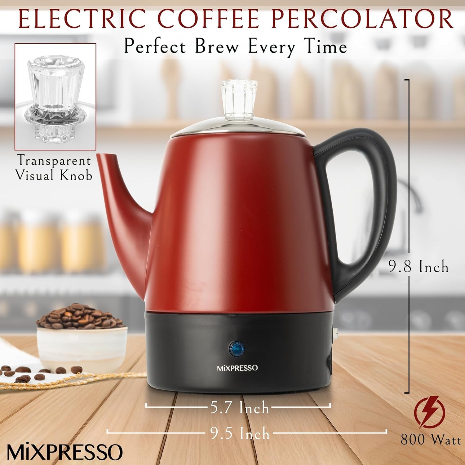 Electric Percolator Coffee Pot 4 Cup Stainless Steel Coffee Percolator Keep Warm