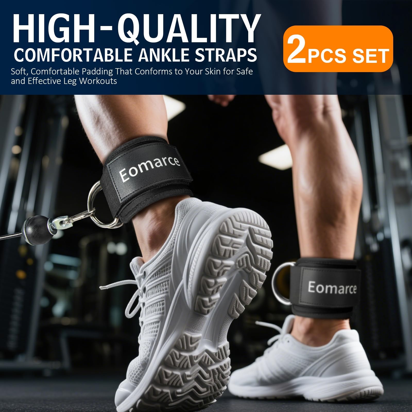 Eomarce 2PCS Set Premium Cable Kick Back Ankle Straps for Black