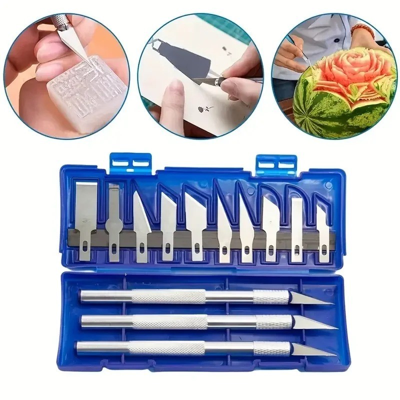 13PCS Aluminum Alloy Carving Knife Tool Set for Paper, Handcraft & Model