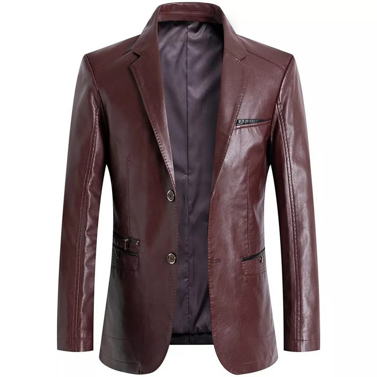 BRAND NEW Men's Burgundy Blazer 100% Real Lambskin Causal Slim Fit Coat Blazer