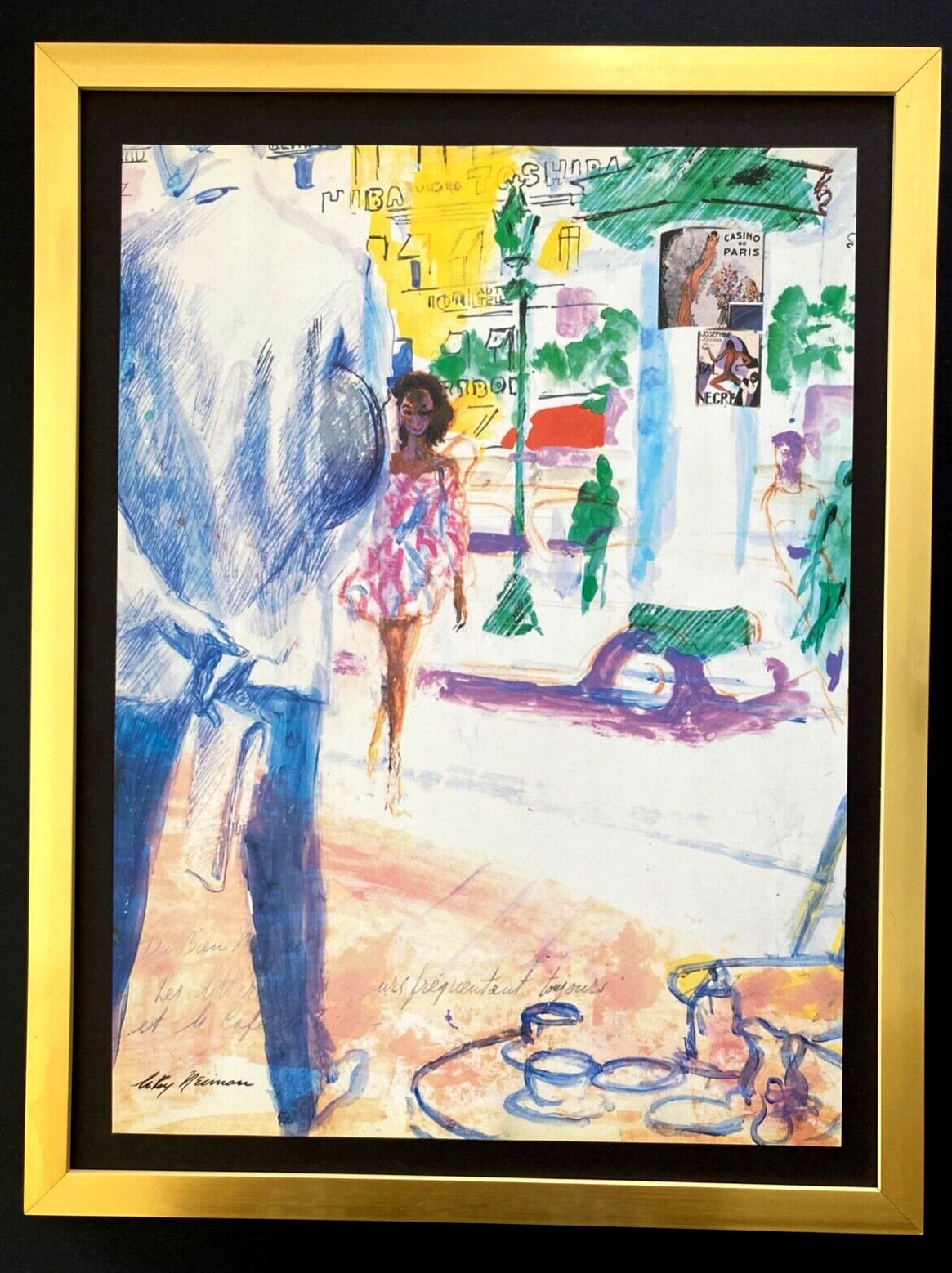 LEROY NEIMAN +  SKETCHBOOK DRAWING PARIS + CIRCA 1970'S  SIGNED PRINT FRAMED