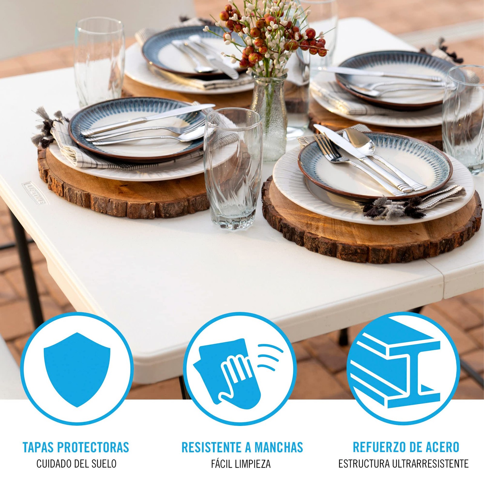 "34-Inch Fold in Half Square Table - Portable and Versatile Design"