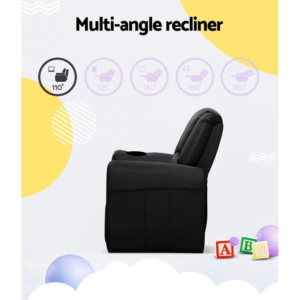 NNEDSZ Kids Recliner Chair Black PU Leather Sofa Lounge Couch Children Armchair