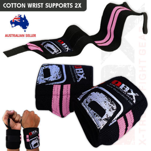 Weight Lifting Wraps Gym Fitness Wrist Support Cotton Bandage Straps Black/Pink