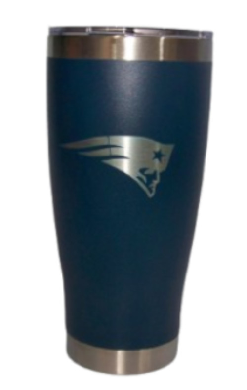 New England Patriots NFL 20 oz Etched Logo Stainless Steel Hot Cold Tumbler Blue