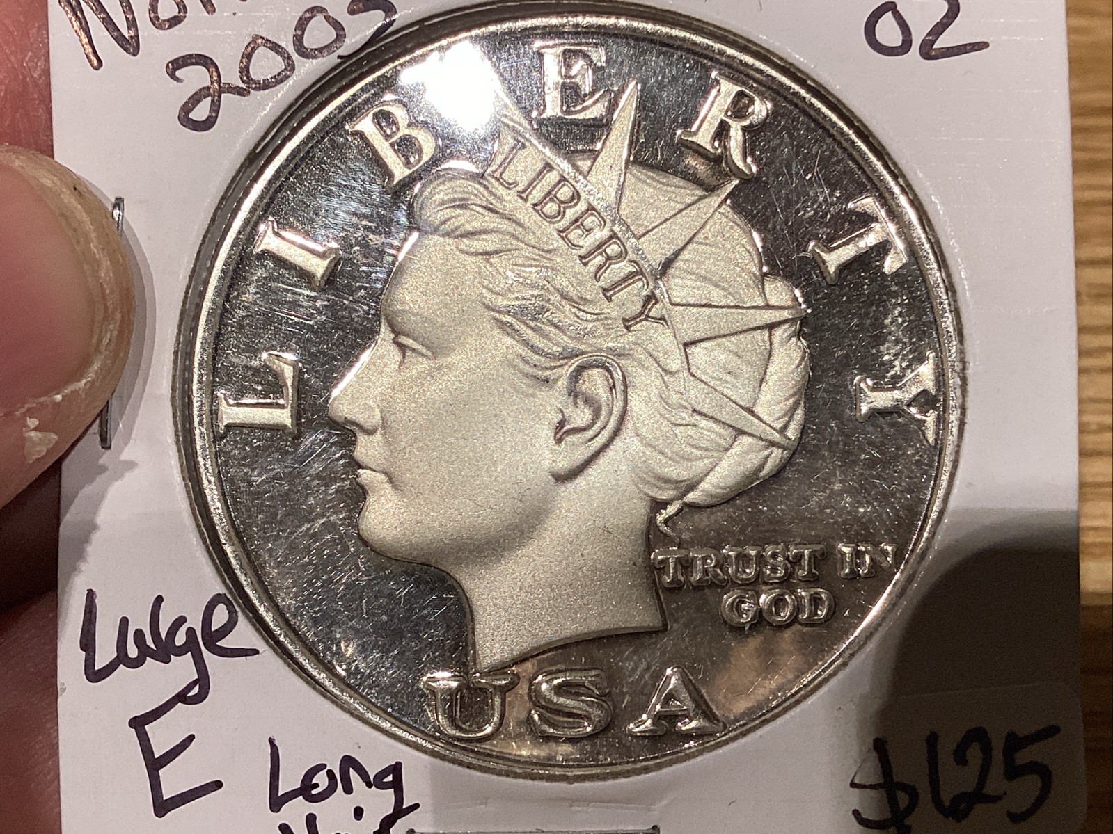 Norfed 1 Oz Silver 2003 $10 Large E Long Hair (2 Available)