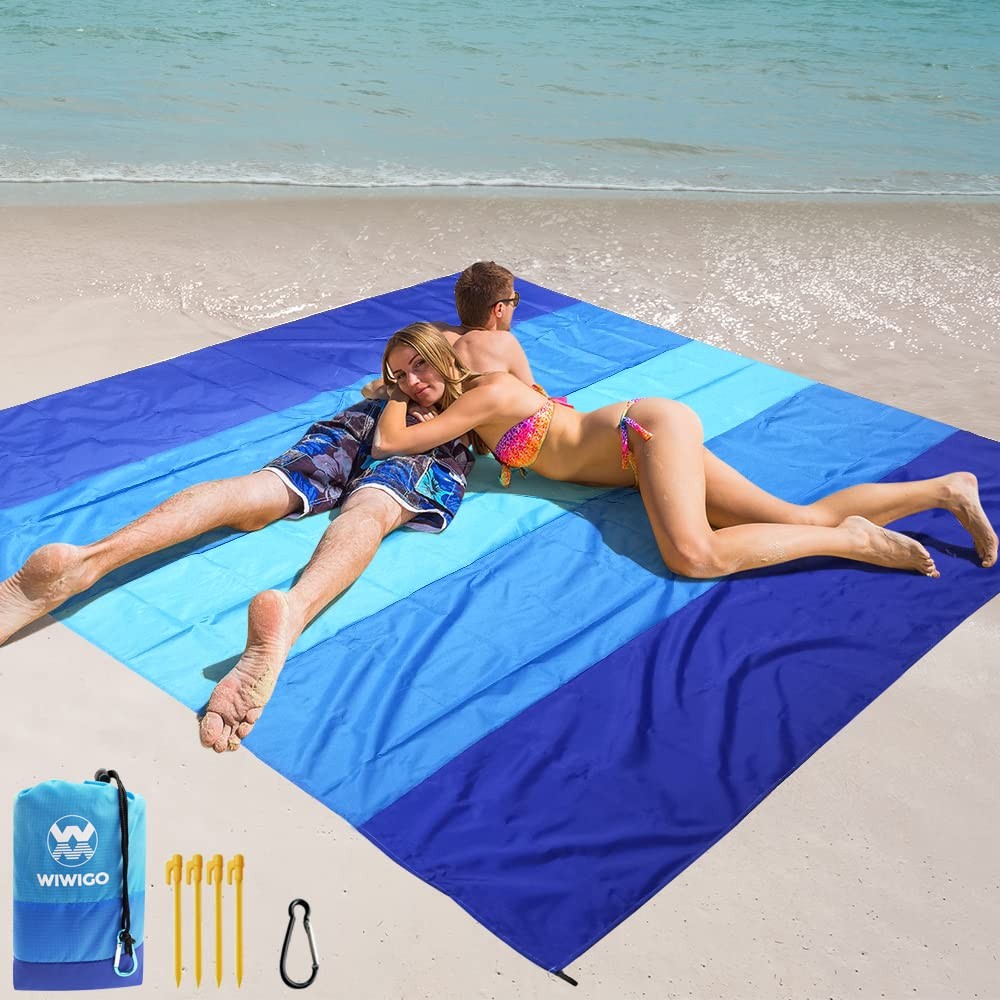 Wiwigo Beach Blanket Waterproof Sandproof Beach Mat 79 X 83/10X9For 2-8 Adults