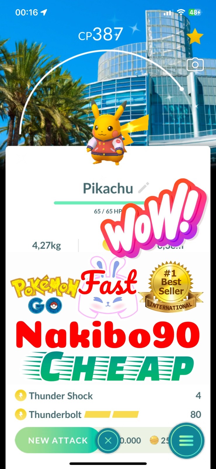 Pokemon✨Shiny Pikachu wearing a varsity jacket Background✨WCS✨Tra-de✨Go✨P’TC