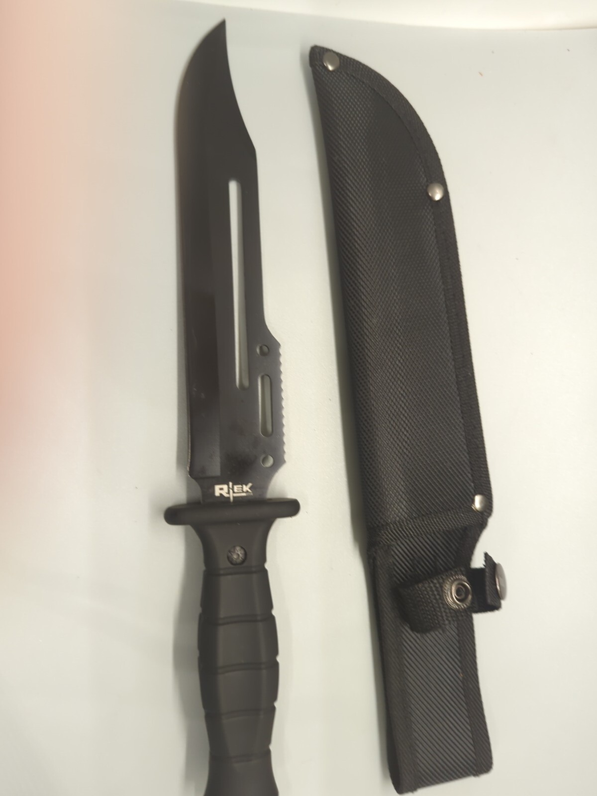 RTEK 12" Stainless Steel Full Tang Survival Hunting Knife Tactical Black SHEATH