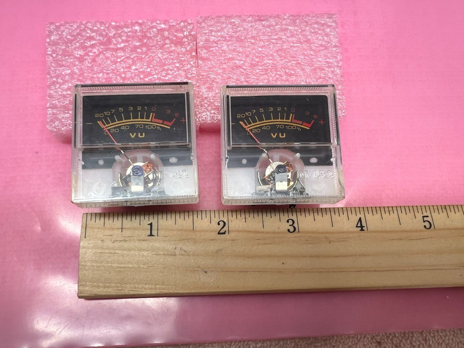 2 PCS Panel Meter Approx. 40mm Square, Used, Small Crack Scratches, See Pictures