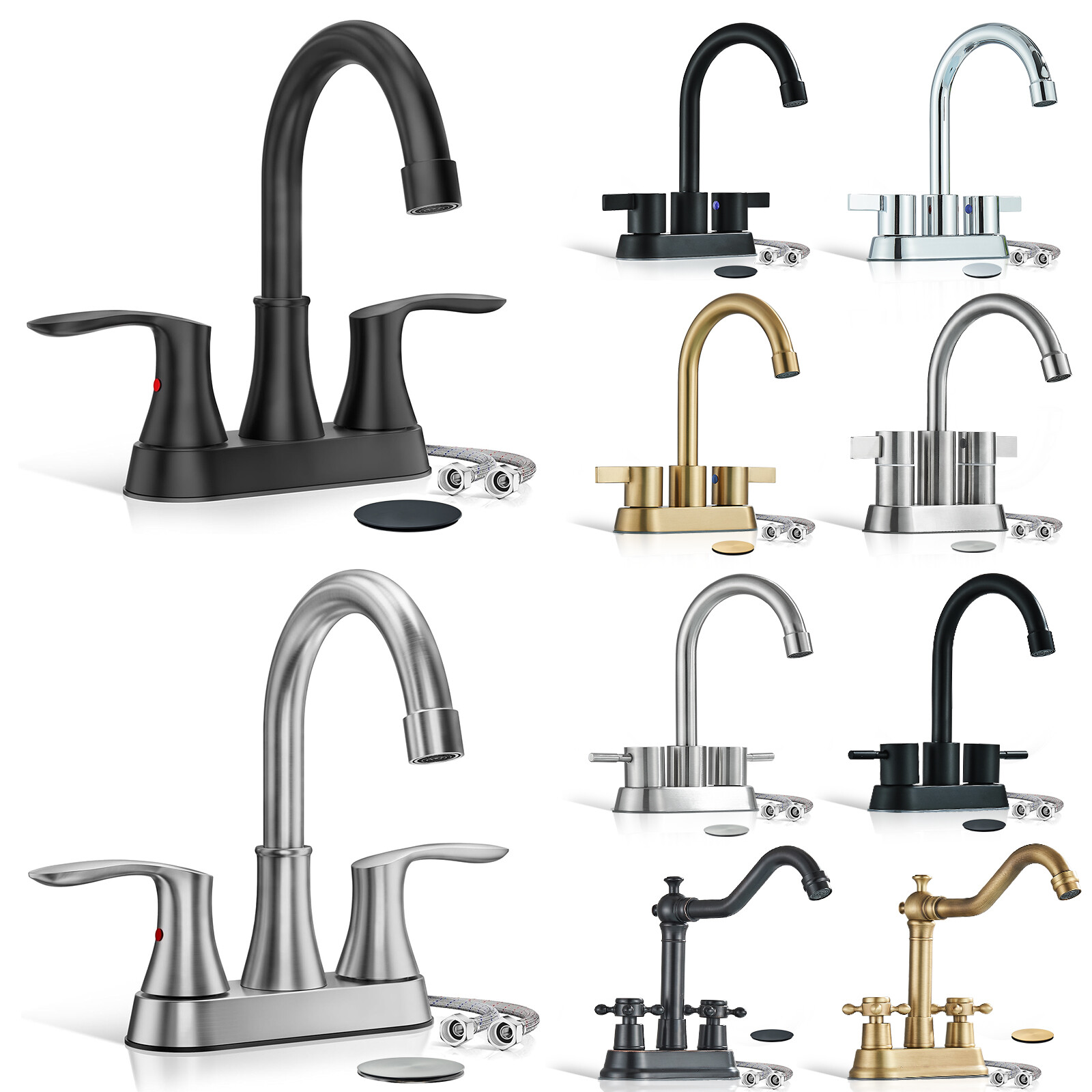 4 Inch Centerset Bathroom Faucet 2 Handle Vanity Sink Mixer Faucet with Drain