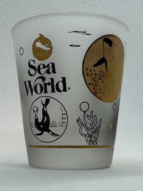 Sea World 1992 Frosted Gold Shot Glass