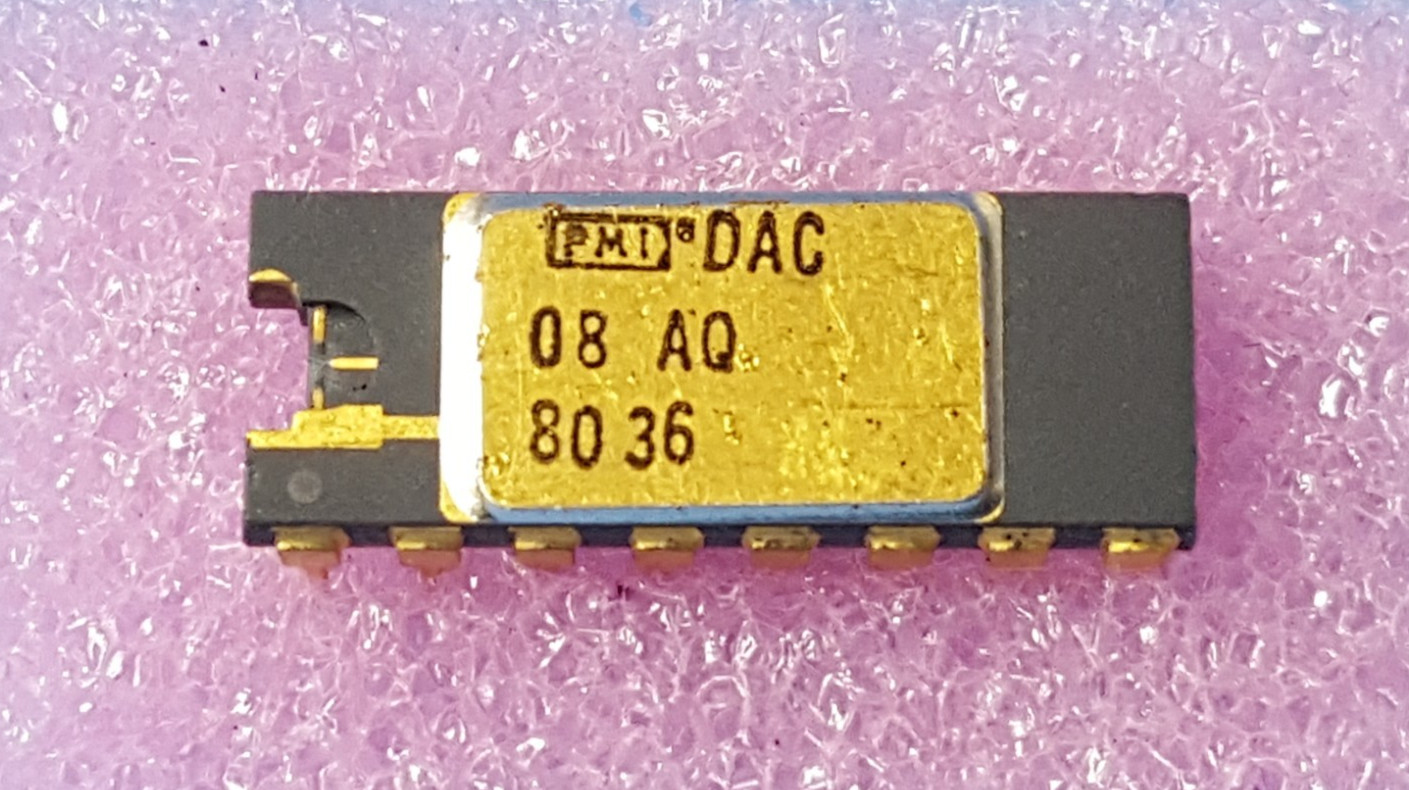 ONE- IC, DAC08AQ, PMI, GOLD, CERAMIC, SINGLE, 16PIN, 8-BIT