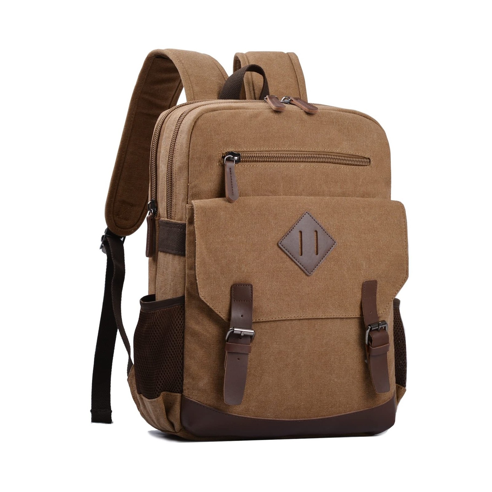 Canvas Vintage Laptop Backpack for Women Men, College Bookbag Fits 15.6 Inch ...