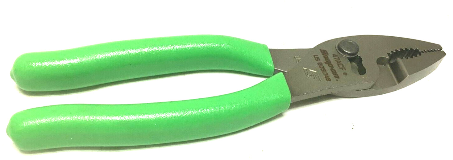 New Snap-on 7" long Green Vinyl Grip Combination Slip Joint Pliers 47ACFG Unused