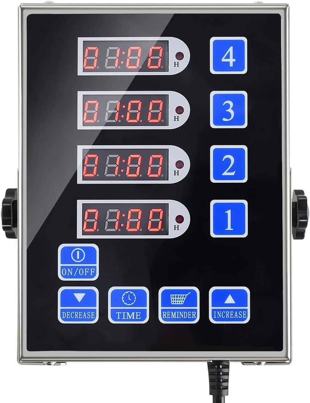 Commercial 4-Channel Kitchen Timer with Ultra-Loud Alarm & User-Friendly Design