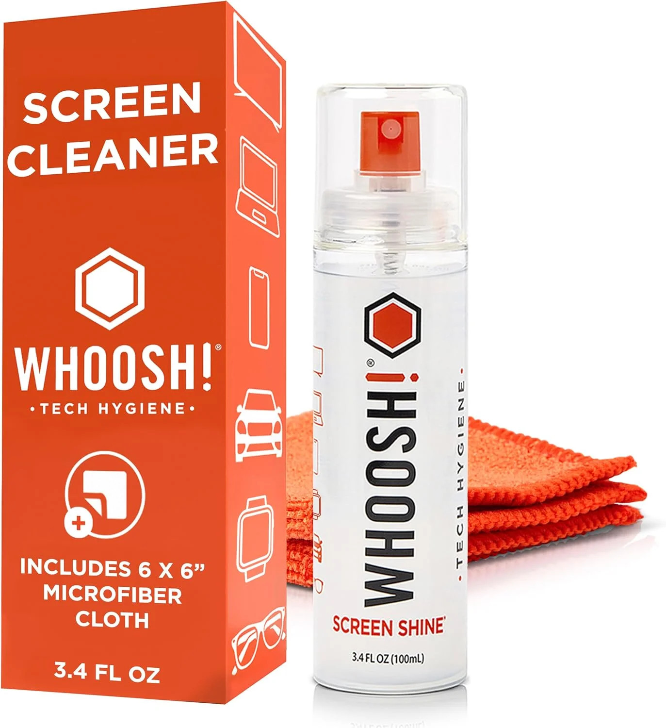 ! Screen Shine Go XL - 3.4 fl oz with Microfiber Cloth - Powerful Streak-F