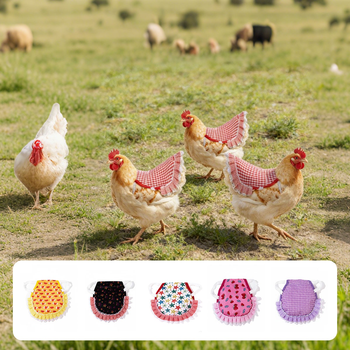 6Pcs Chicken Saddle for Hens Waterproof Chicken Saddle Hen Apron Poultry Protect