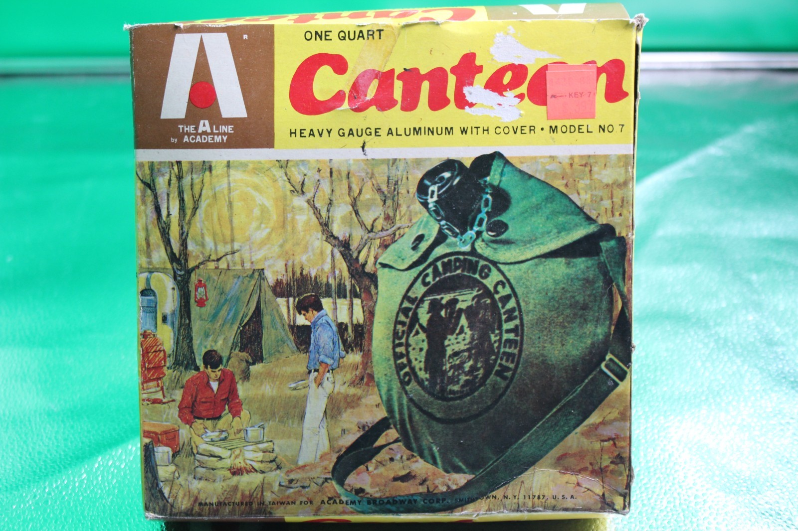 Vintage "The A Line by Academy" One Quart Aluminum Camping Canteen Orig Box