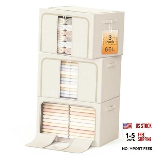 Foldable Clothes Storage Bins with Metal Frame - Foldable Clothes Organizers