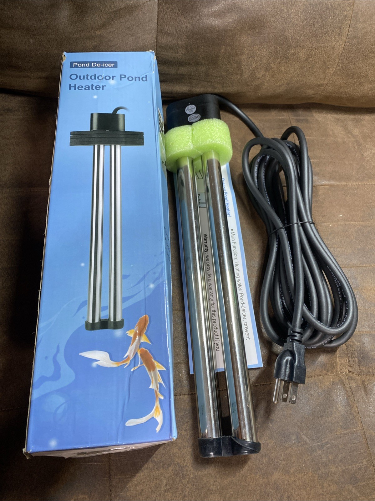 Outdoor Pond Heater -600W Heater for Small Ponds, Ponds De-icer 15’ Cord 68-72