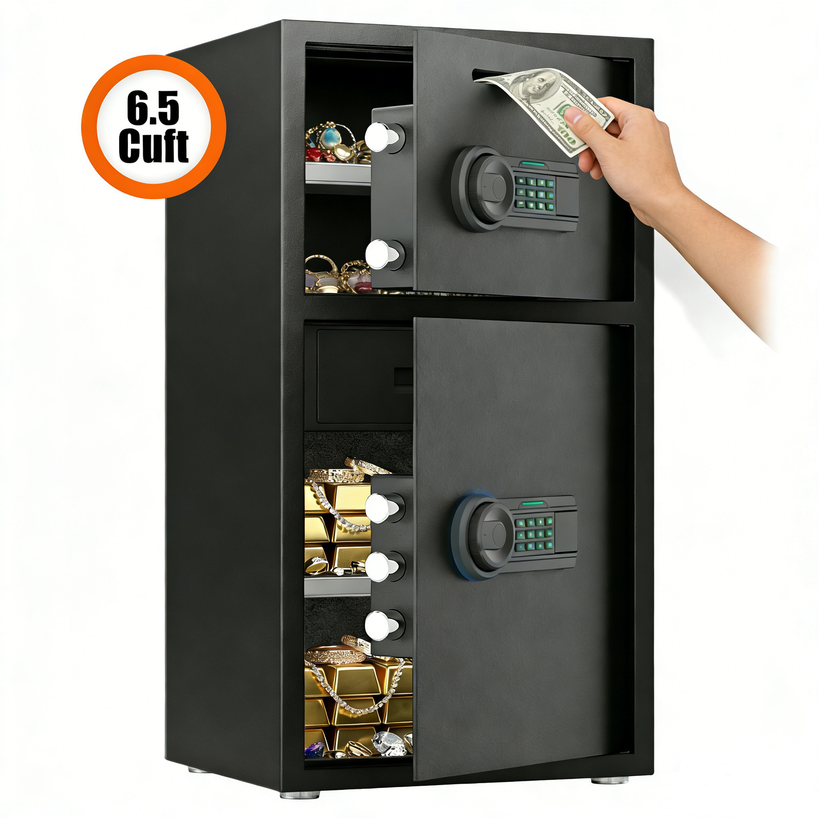 6.5 Cuft Extra Large Home Safe Box with Double Door & Adjustable shelf