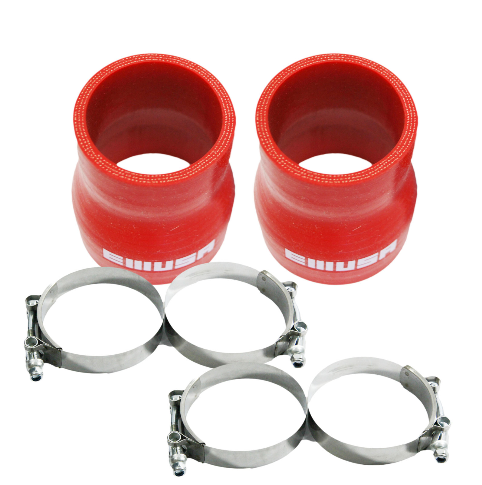 Universal RED 4PLY 2x Straight 2.75"-2.0"ID Silicone+ 4xStainles Steel T-clamp