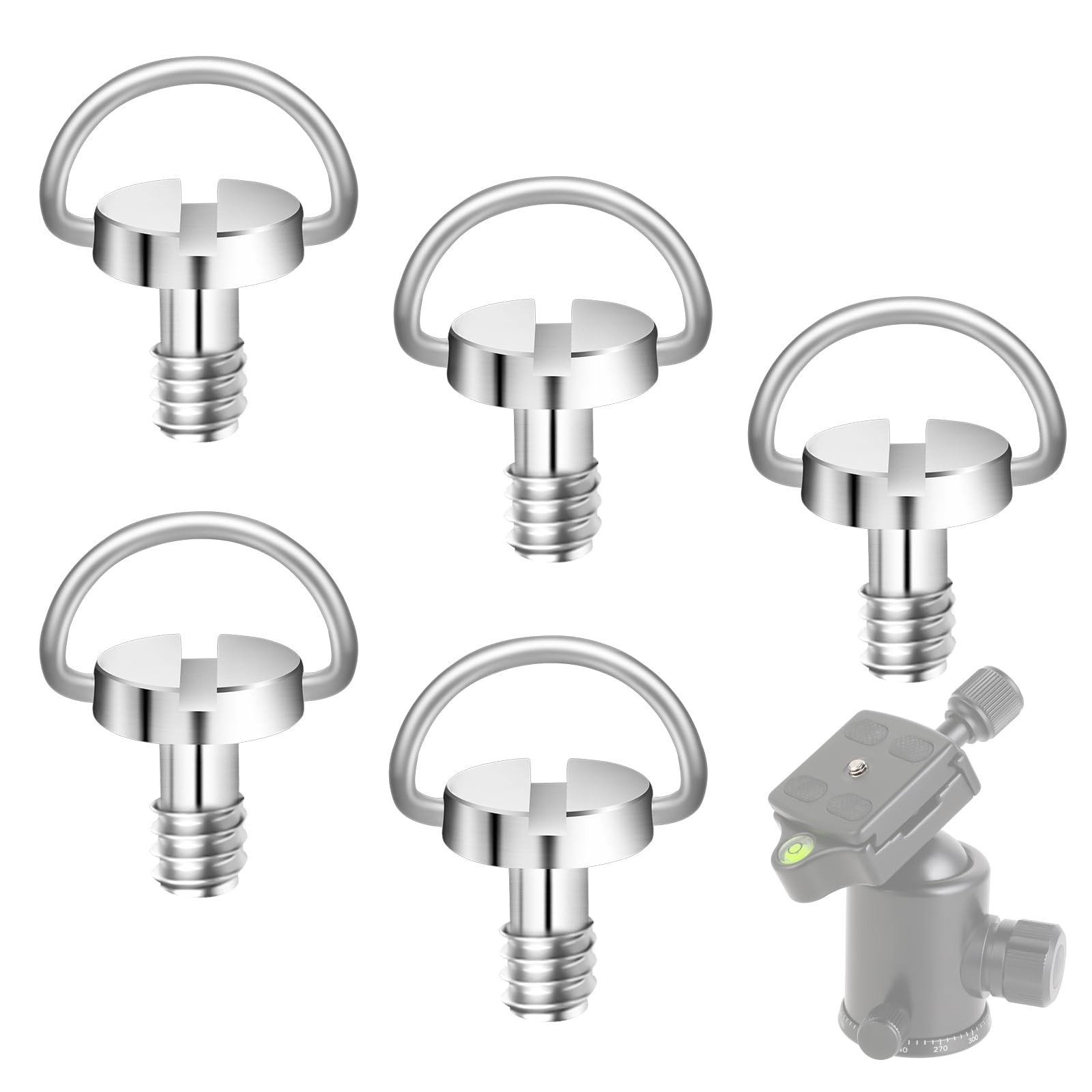 cobee 5 Pcs 1/4" Camera Tripod Screw, Stainless Steel Thread D-Ring Camera Sc...