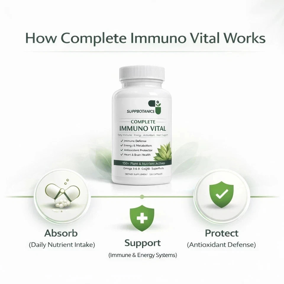 SuppBotanics Complete Immuno Vital™ Immune Support 150+ Nutrients 120 Capsules