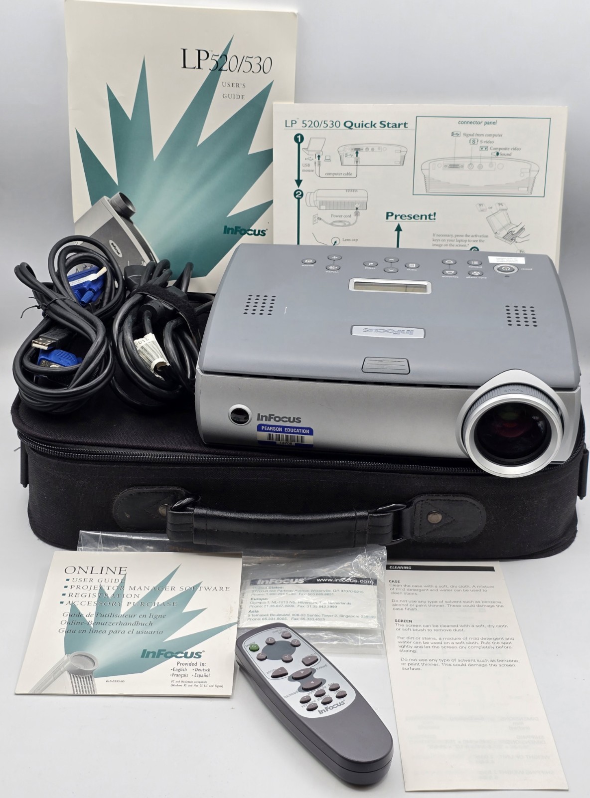 InFocus LP600 DLP Projector - W/ Case & Cables + Remote - Tested & Working !