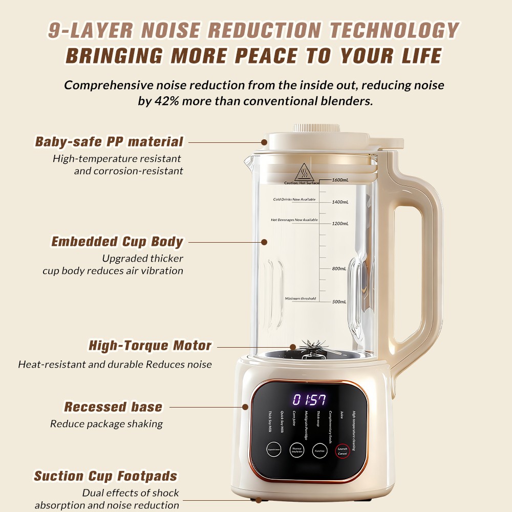 8IN1 Nut Milk Maker Machine 50oz Self-Cleaning Multi-Functional Soy Milk Blender