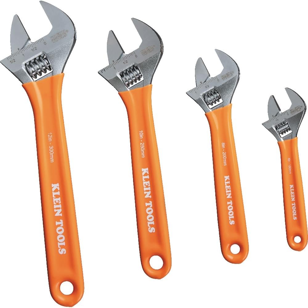 Klein Tools 3 Piece Adjustable Wrench Set 6 8 10 Inch Extra Capacity Orange
