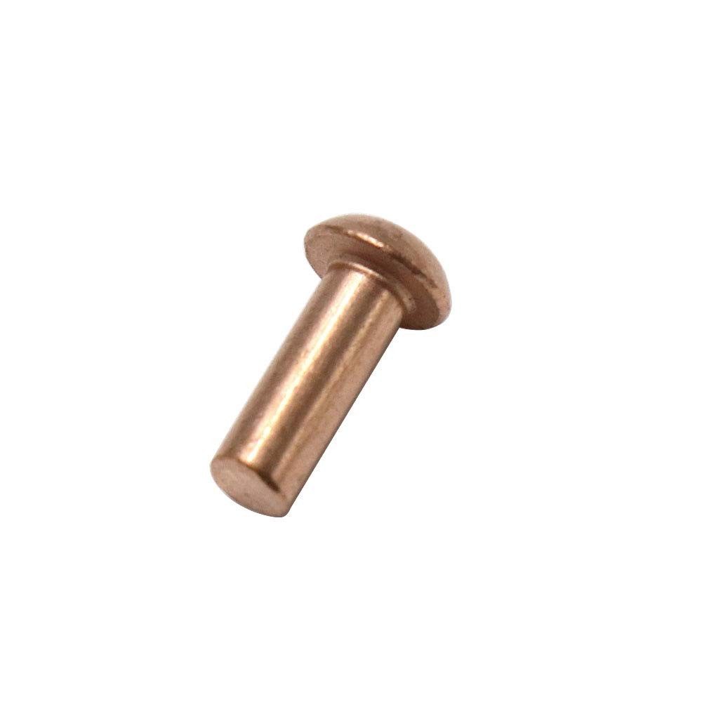 1/8" Diameter 5/16" L Shank Copper Round Head Solid Rivets Fasteners-100pcs