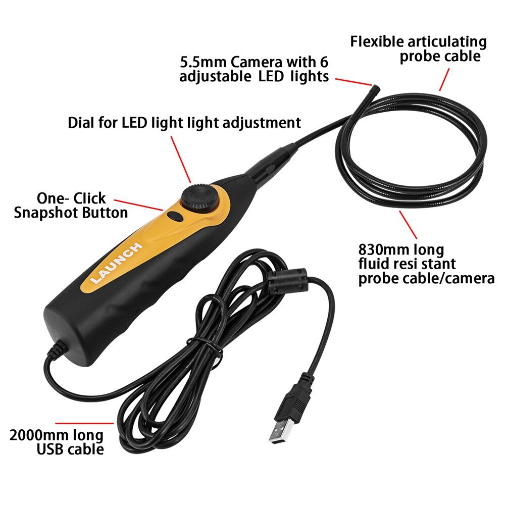 Launch Tech VSP-600 Inspection Camera Videoscope Borescope 5mm USB View&Capture*