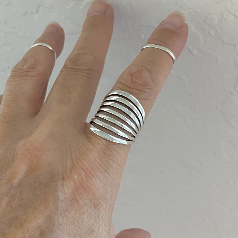 Wide band 925 Sterling silver Band &Large Statement Ring Handmade Ring All Size