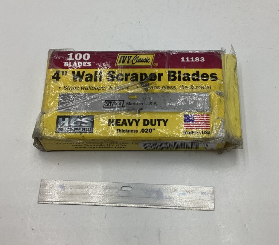 (QTY 100) IVY Classic 11183 4" Wall Scraper Blade Heavy Duty Replacement