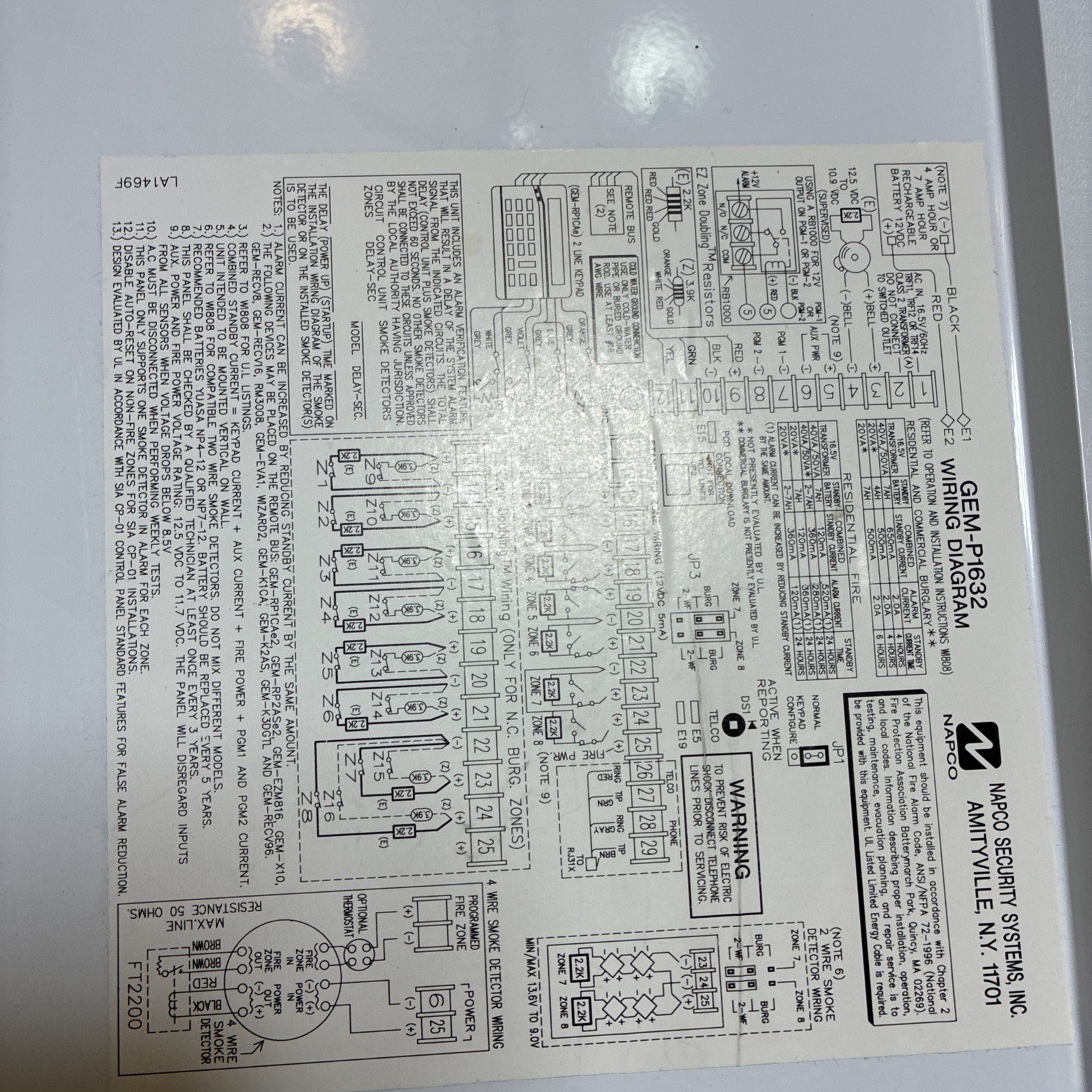 Napco GEM-P1632 Gemini Security Board Panel and Enclosure Case
