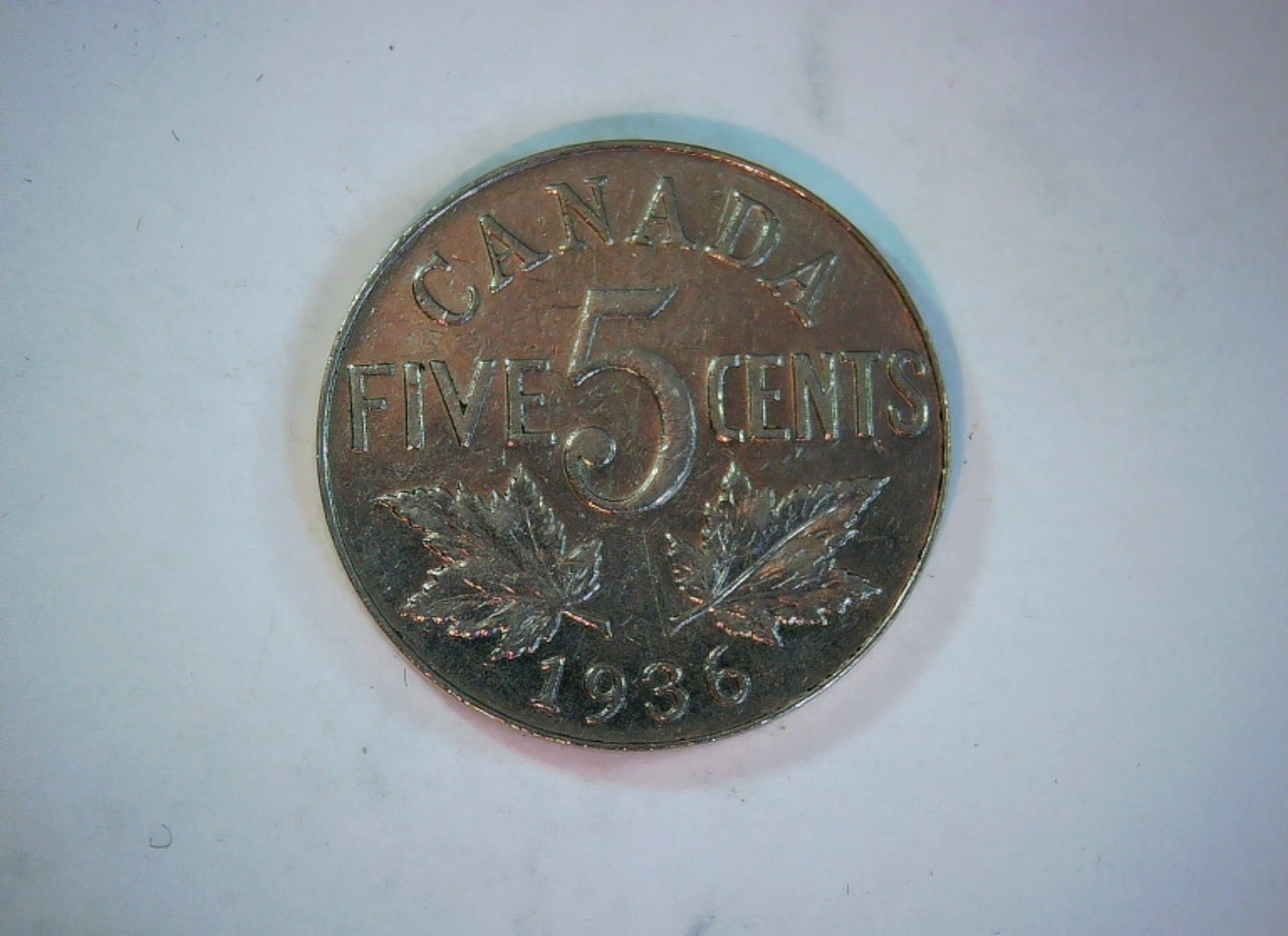 Canada 1936 5 Cents George V 5 Cents (Large 5, Maple Leaves) Coin