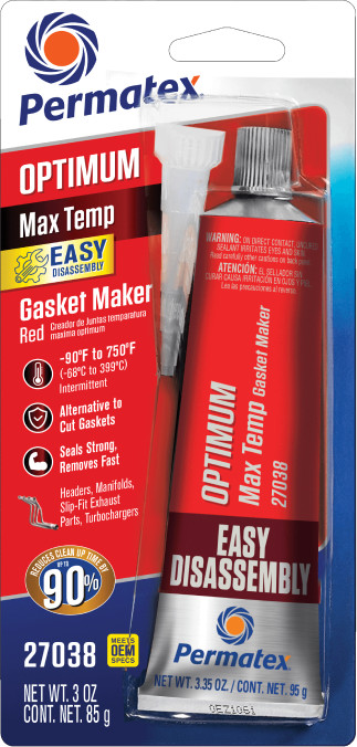 Permatex Optimum Red RTV Silicone 3 Oz Sensor-Safe 750F Universal 27038