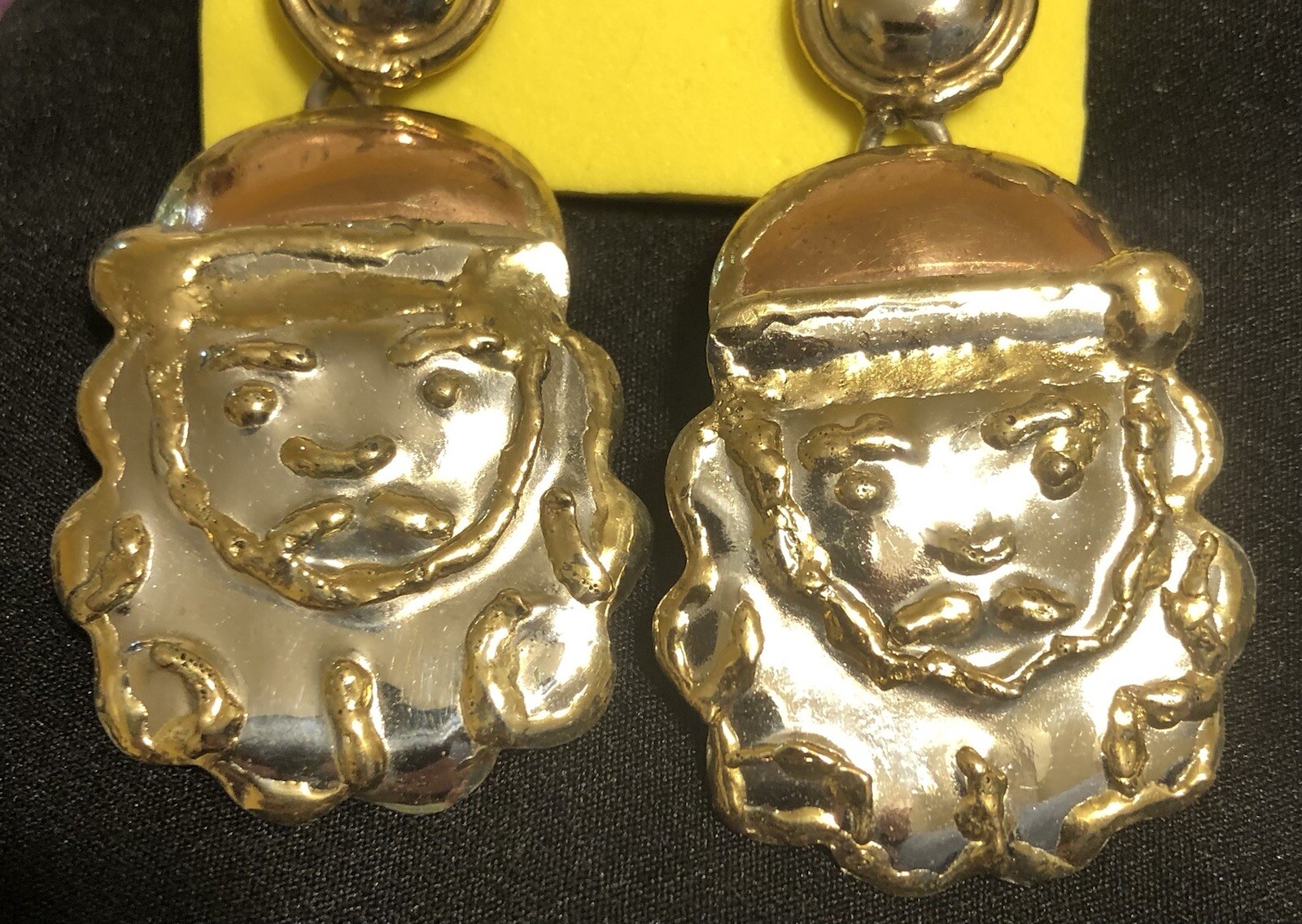 Unique Handcrafted Vintage Dangle Santa Claus Earrings.
