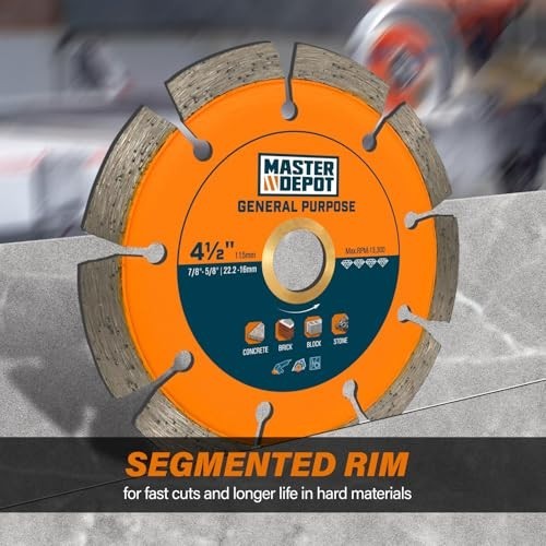 4.5" Diamond Saw Blade Segmented Rim for Concrete, Stone, Granite - 3 Pack