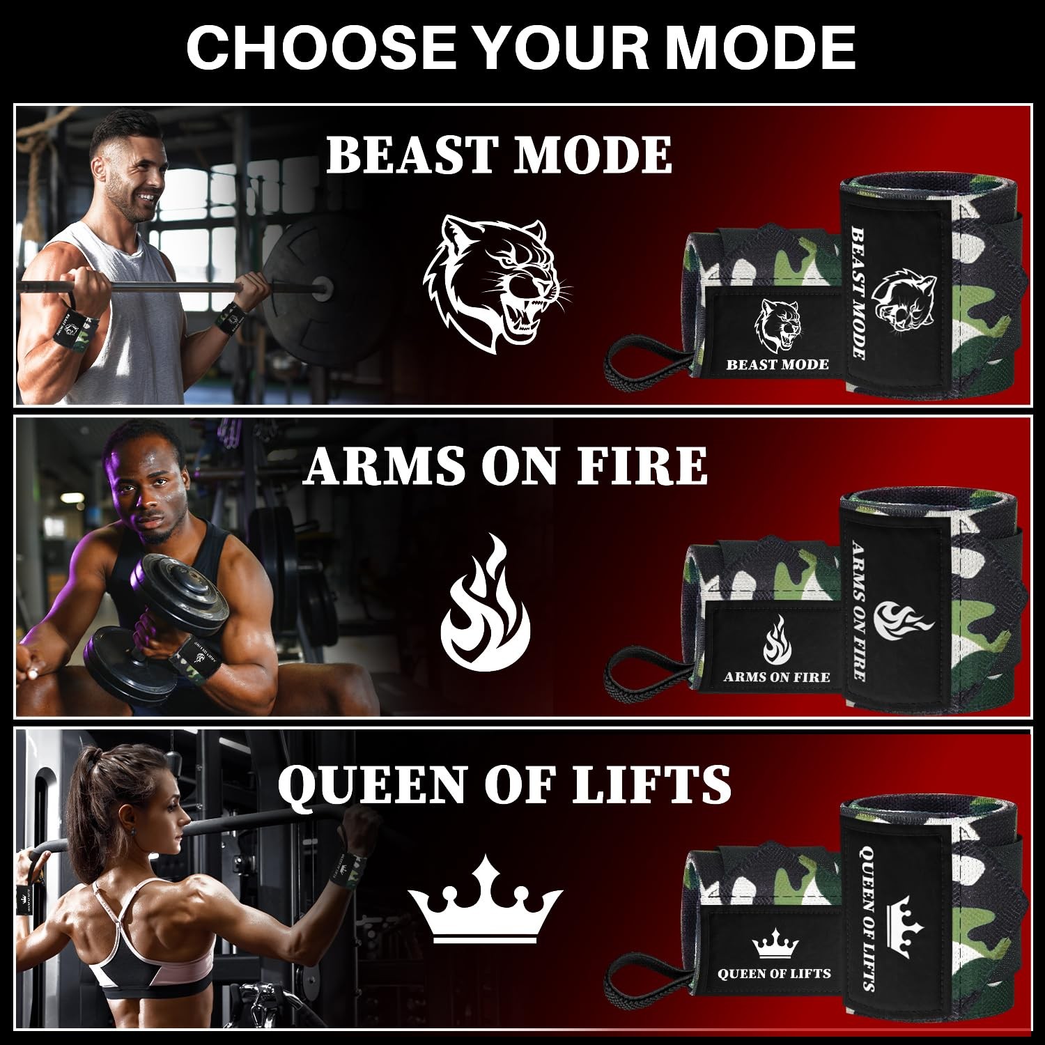 HeavyDuty Weightlifting Wrist Wraps with Thumb Loop for Powerlifting & Training