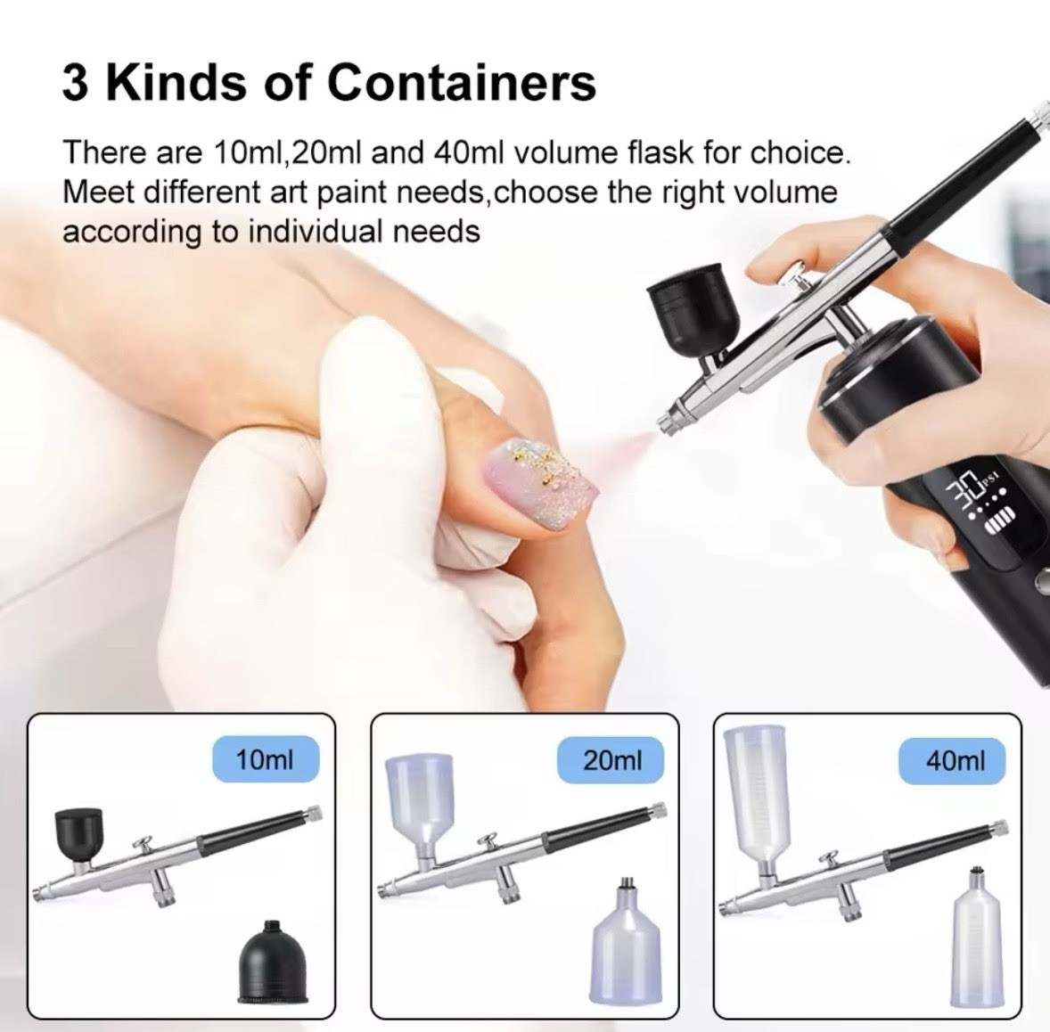Aeropenna Portable Airbrush With Display Nail Model Kit With Compressor